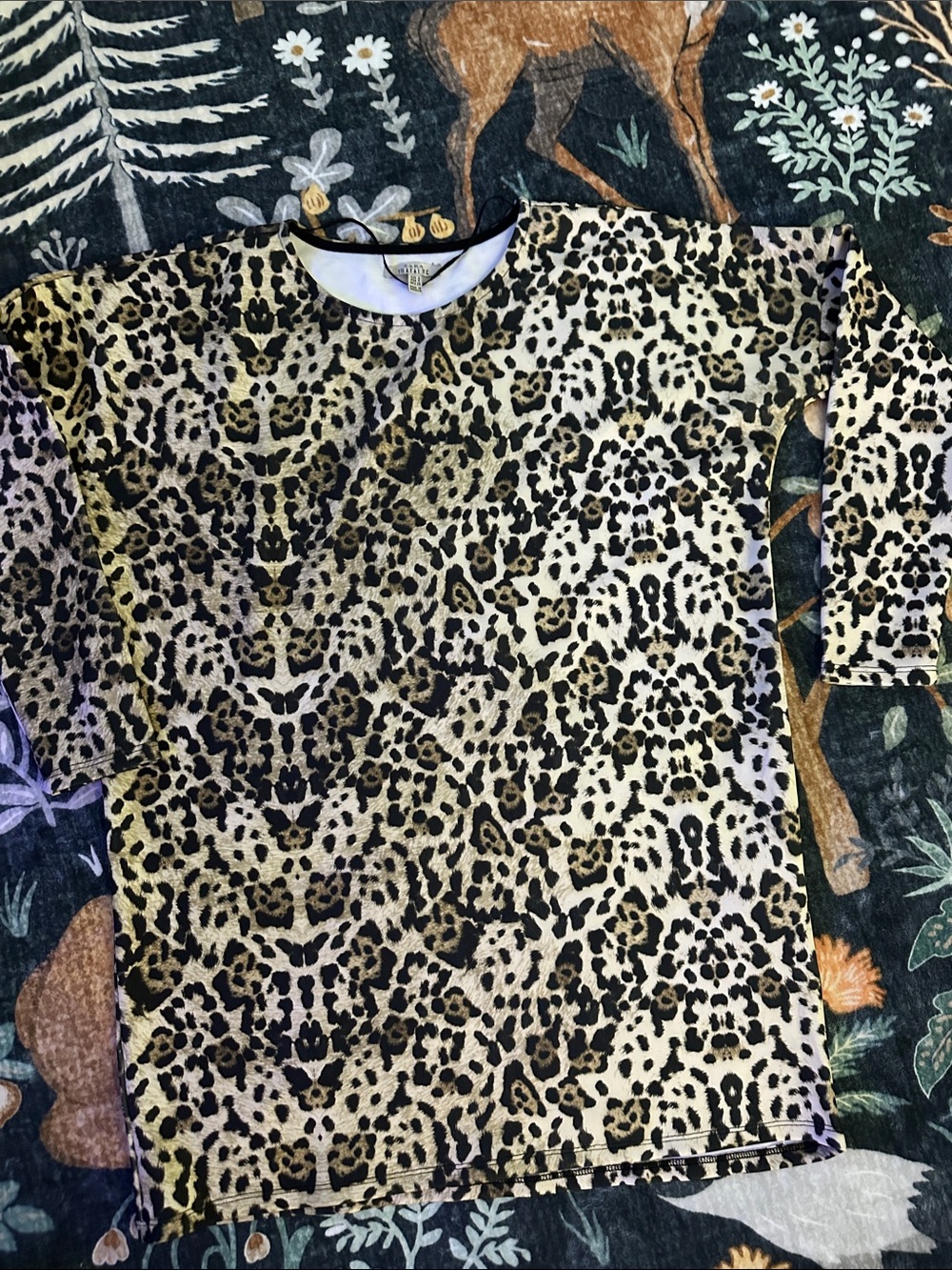 Zara Leopard Print Tunic Top in Black and Brown